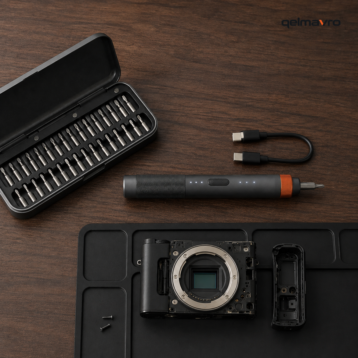 QELMAVRO Cordless Precision Screwdriver Kit – USB-C Rechargeable 24-Bit Repair Tool