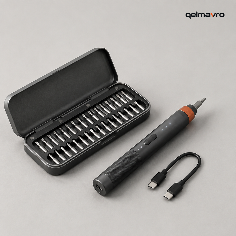 QELMAVRO Cordless Precision Screwdriver Kit – USB-C Rechargeable 24-Bit Repair Tool